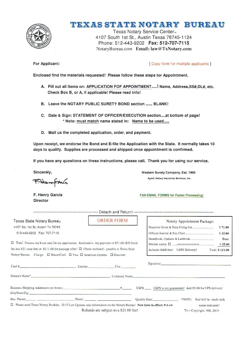 Texas Notary Appointment and Supply Application